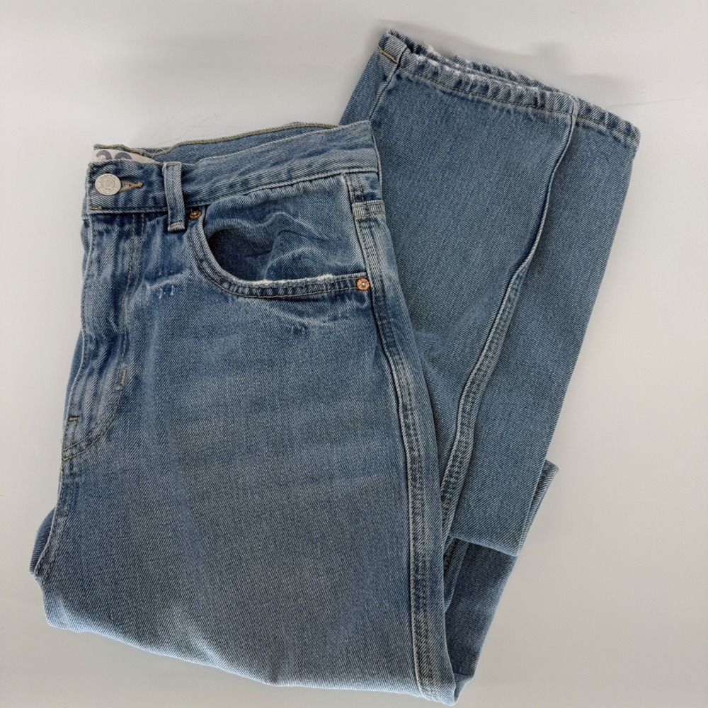 We The Free Free People High Rise Straight Leg Jeans Light Wash Size 28 Blue